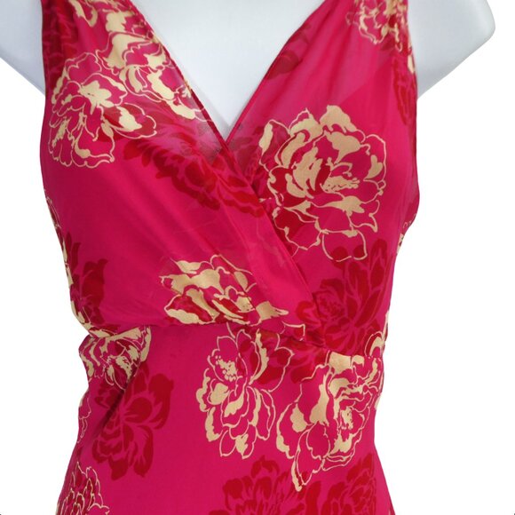 SiLK Vintage 90s Ann Taylor Petites Babydoll 2pc Slip Dress Floral Surplice Bust - Picture 3 of 10